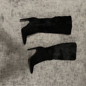 Black Suede High Heel Knee Boots